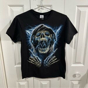 Y2K Skull Lightning Biker Shirt